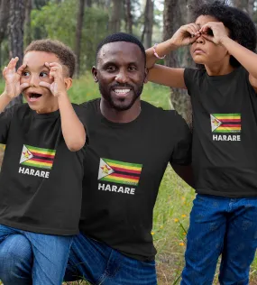 1sttheworld T-Shirt - Harare Zimbabwe T-Shirt Black A35