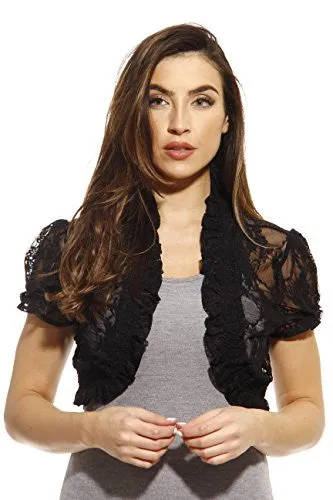 2502-Blk-3X Just Love Plus Size Shrug / Women Cardigan,Black With Lace,3X