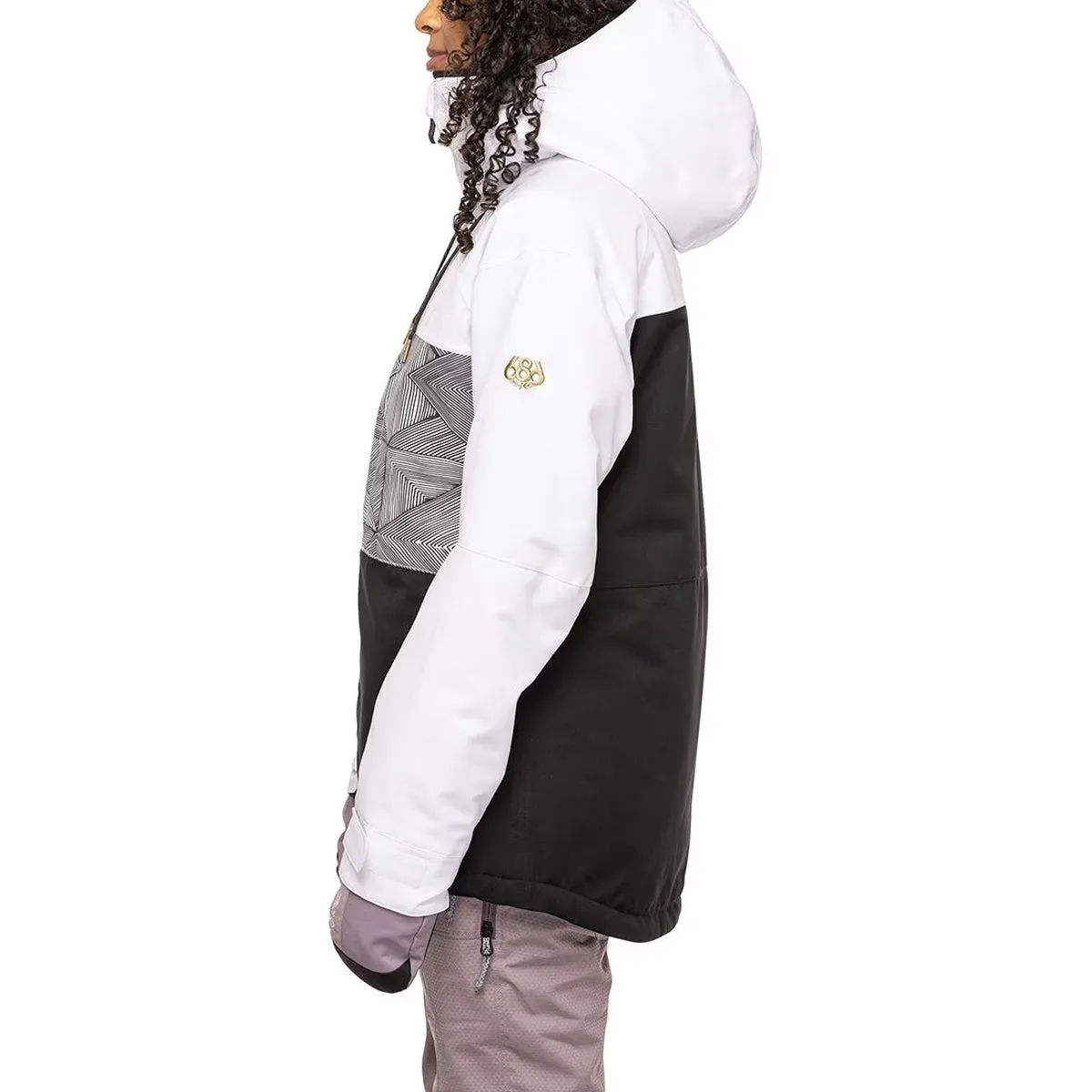 686 Womens Athena Insulated Snowboard Jacket - White Geo Colorblock