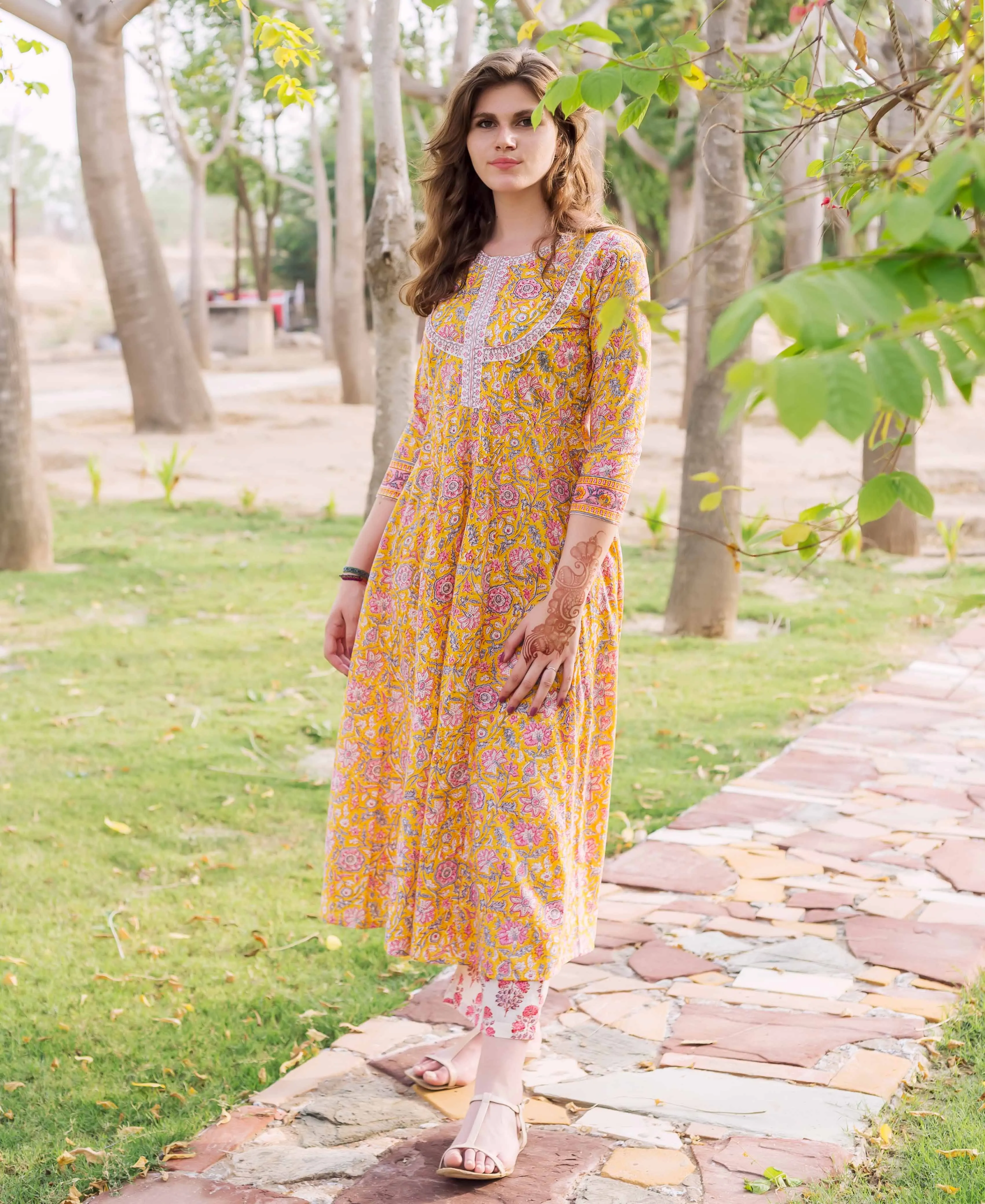 Aaira A-Cut Block Printed Kurta