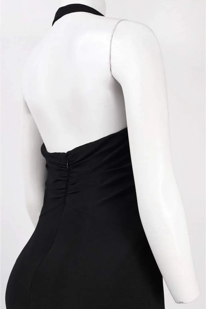 Adrianna Papell - Ruched Jersey Halter Dress 191915320 - 1 pc Black In Size 4 Available