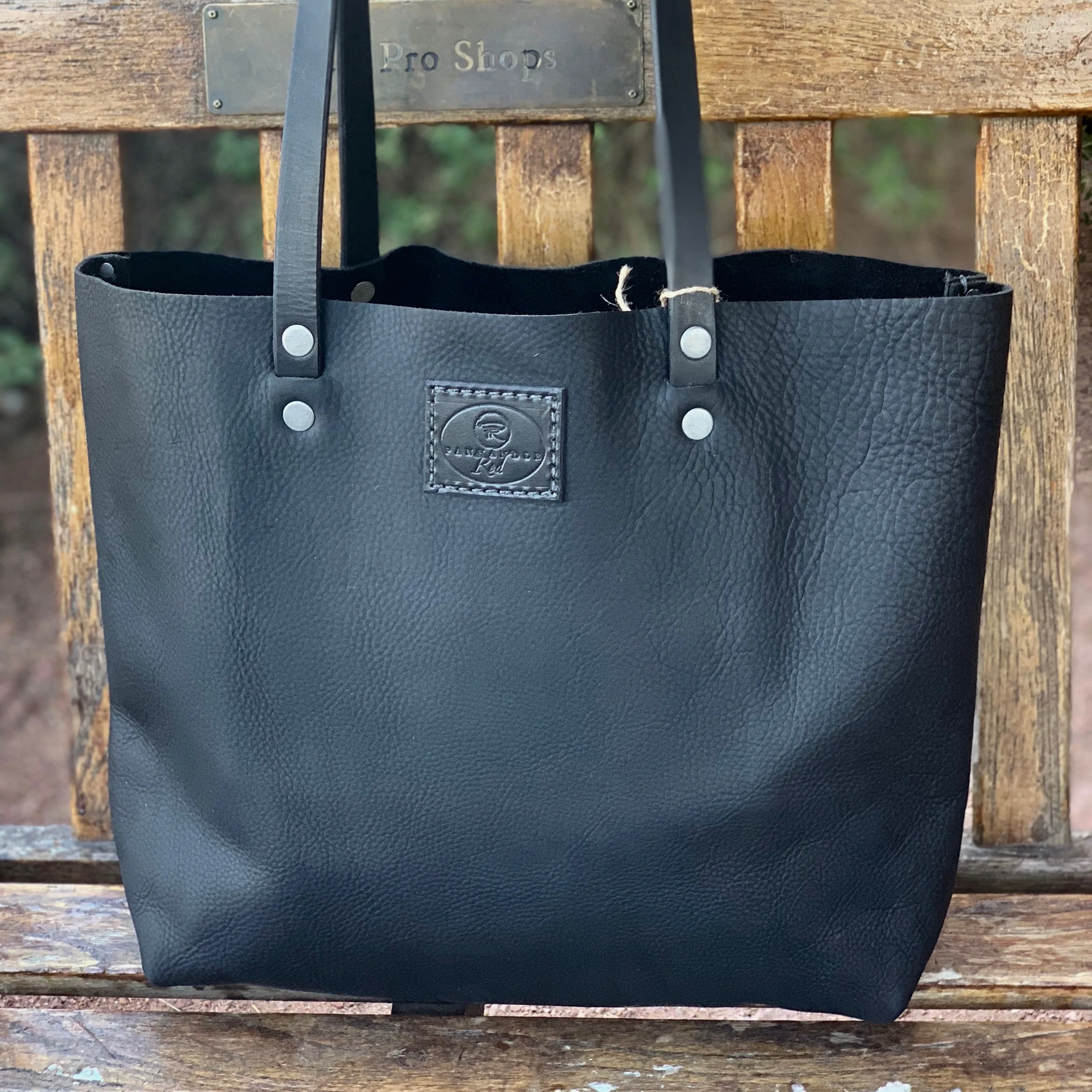 Black Leather Tote-Purse-Large