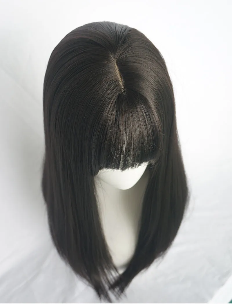 BLACK ROUND FACE LONG STRAIGHT WIG BY31096