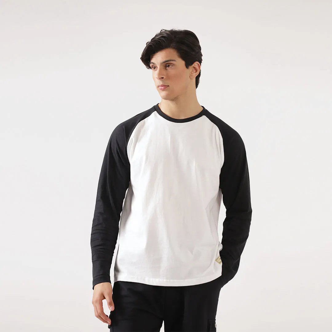 Black White Relax Fit Raglan