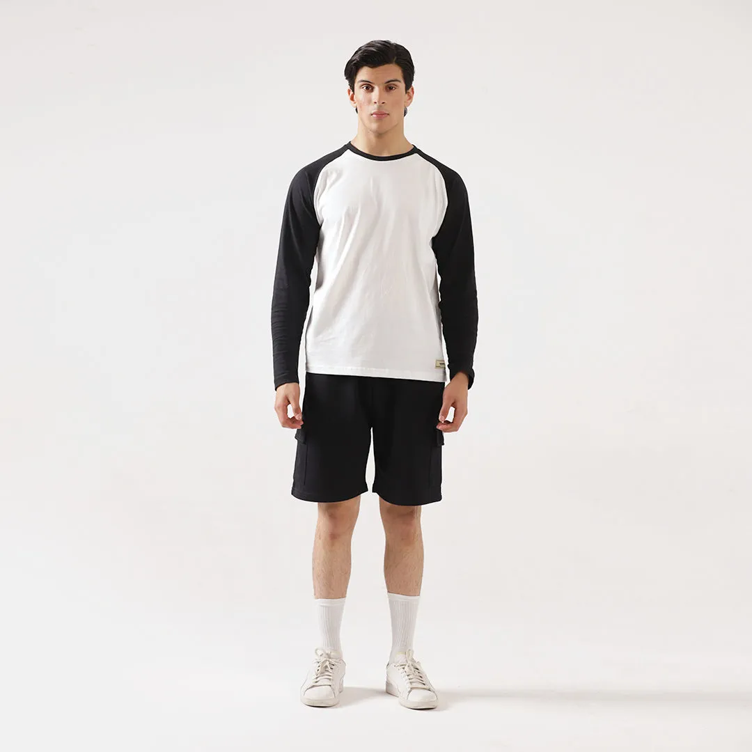 Black White Relax Fit Raglan