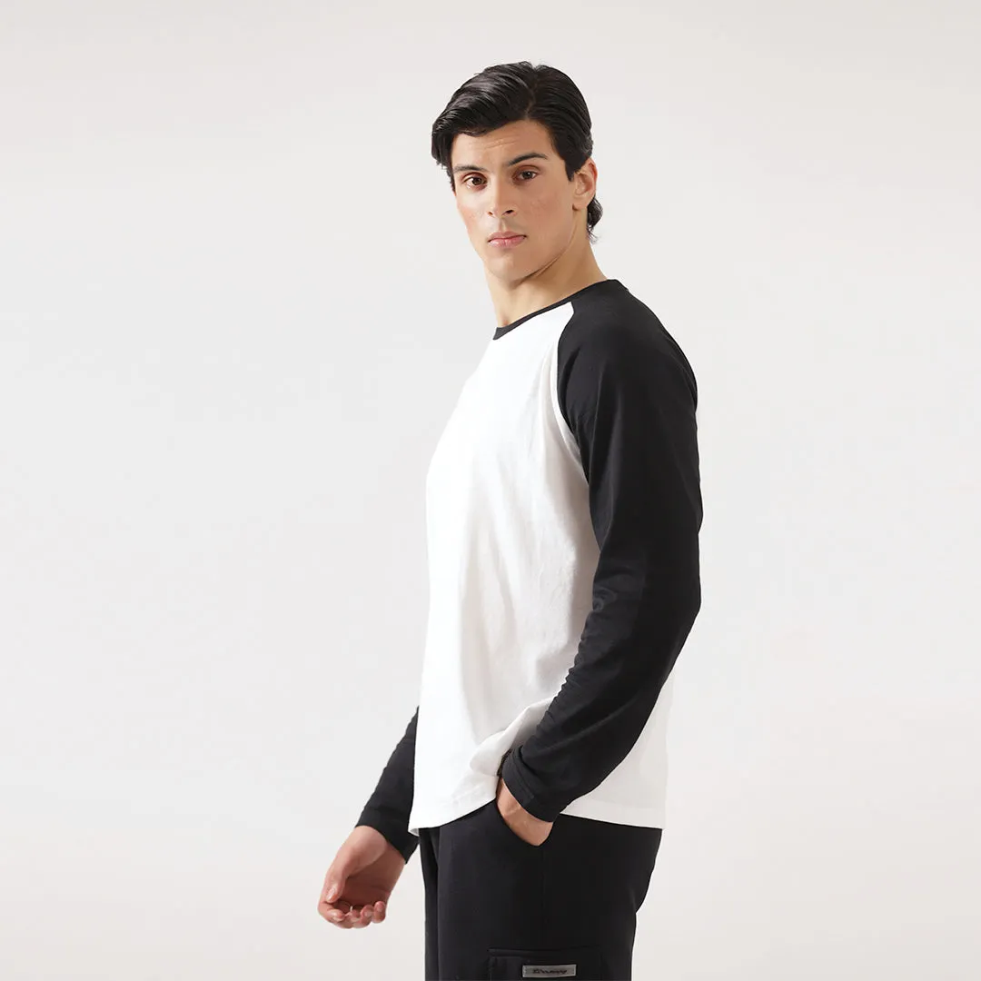 Black White Relax Fit Raglan