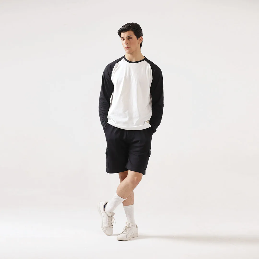 Black White Relax Fit Raglan