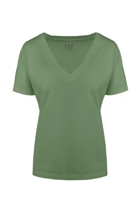 Bomboogie Women's V-neck T-shirt in organic cotton TW7359TJORI 305 wasabi green