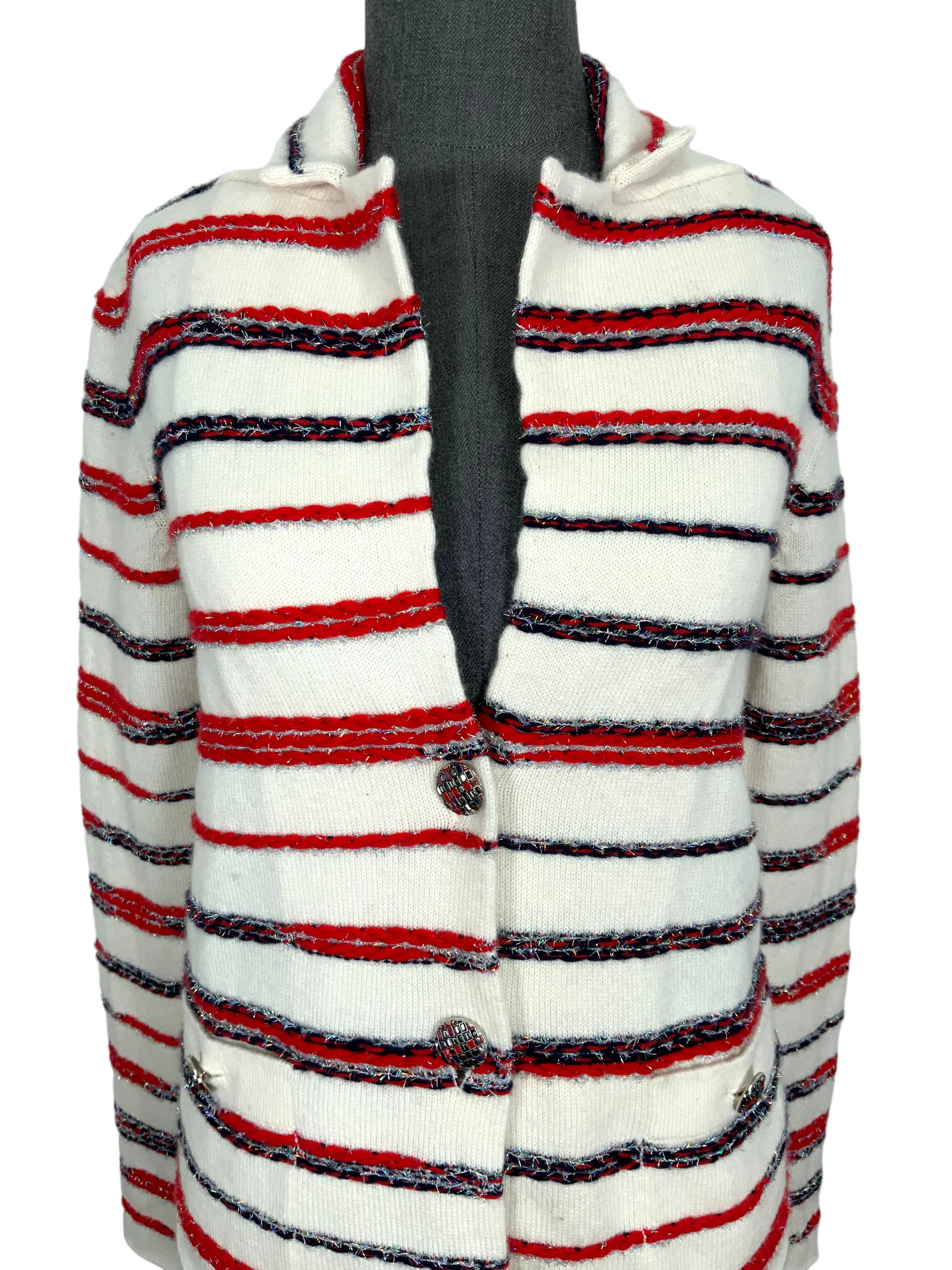 CHANEL 20S Striped Cashmere Jacket Size S