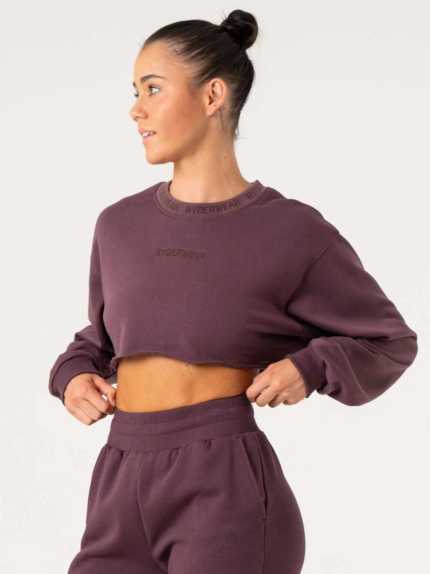 Cropped Sweater - Plum