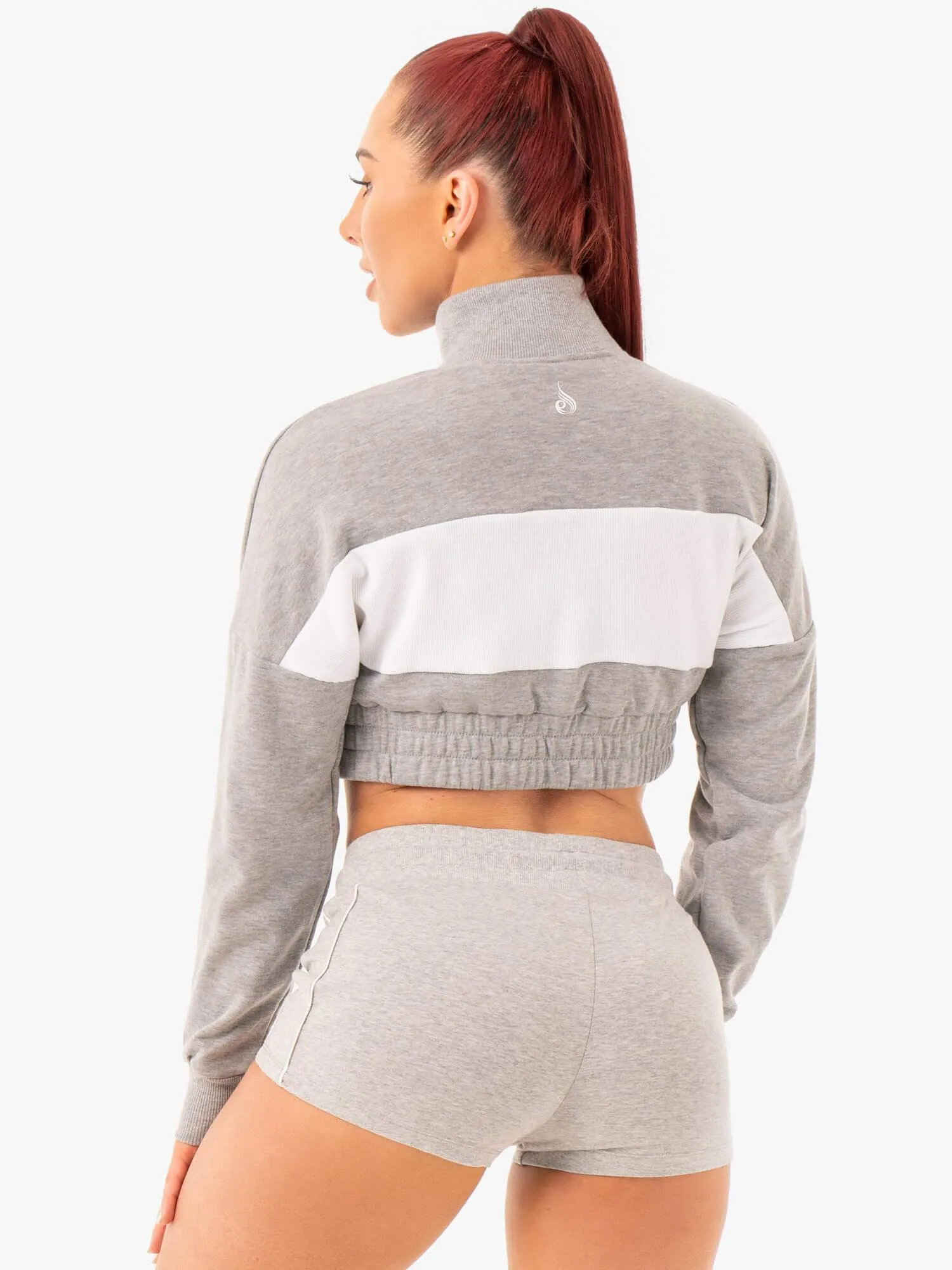 Cropped Track Jumper - Grey Marl