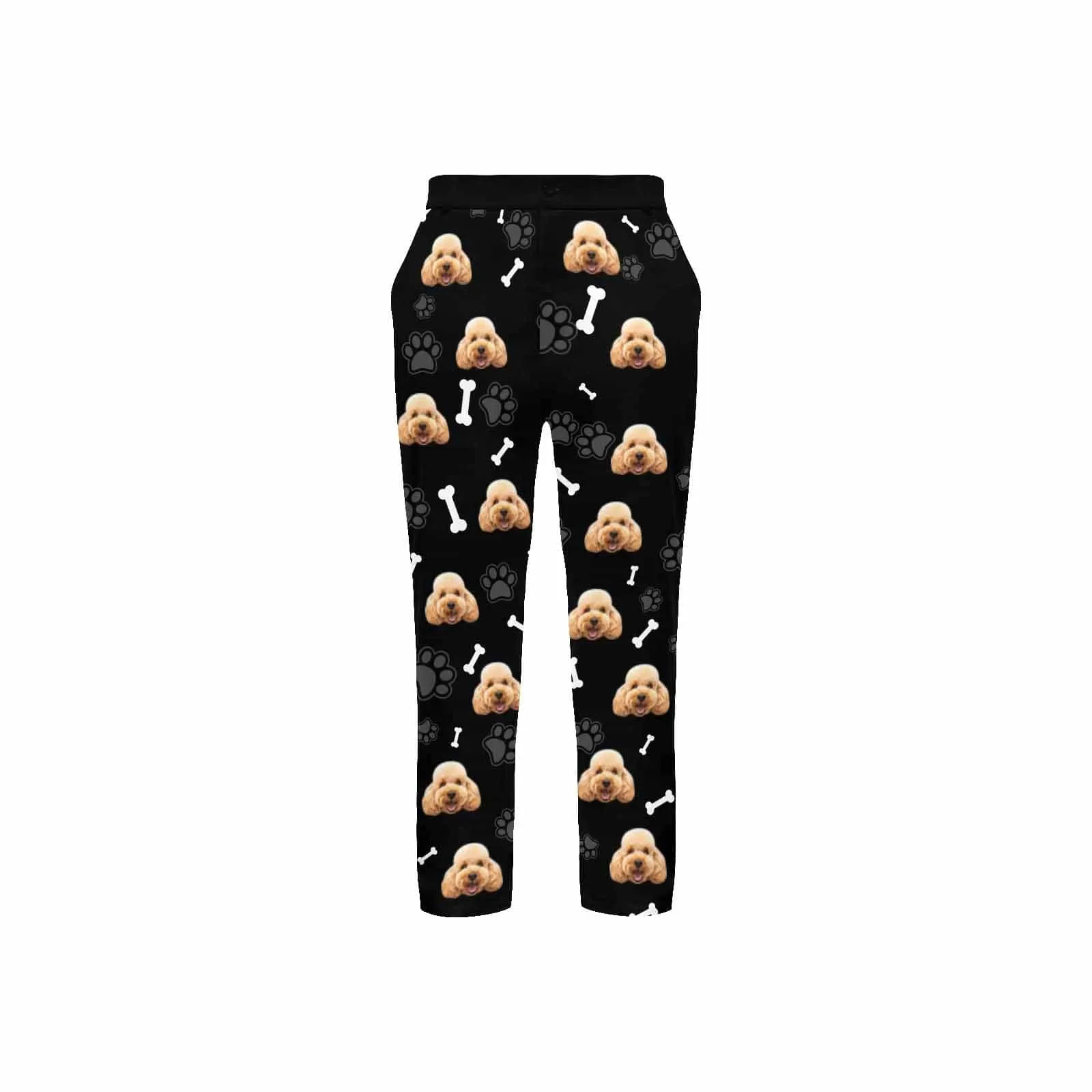 Custom Pet Face Dog Bone Paw Print Men's Casual Jogger Athletic Long Pants Casual Trousers