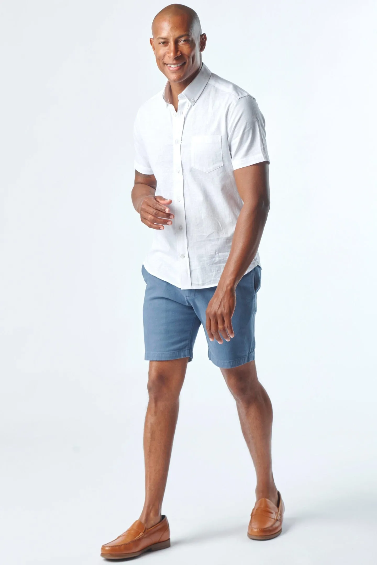 Deep Blue Stretch Washed Chino Short