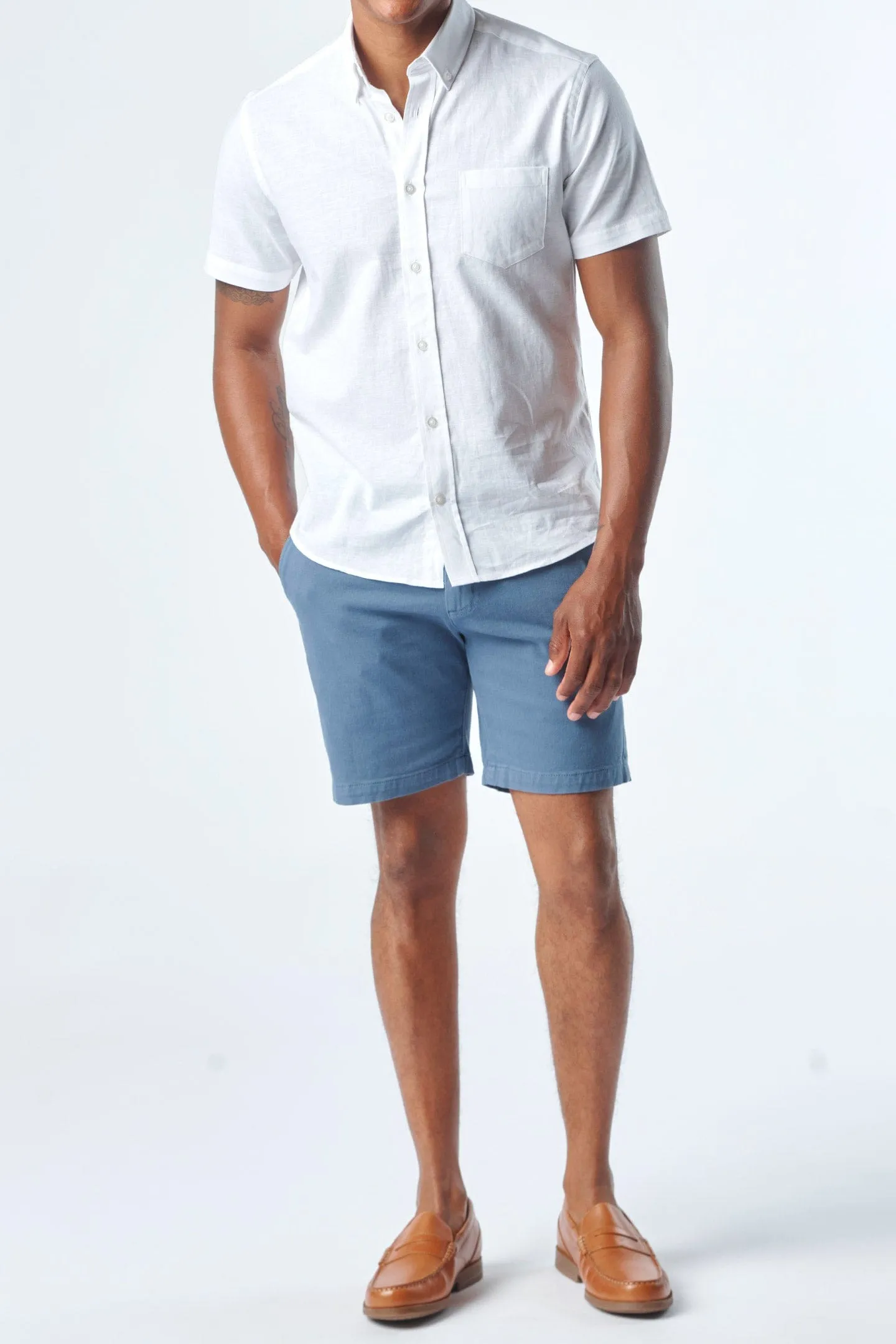 Deep Blue Stretch Washed Chino Short