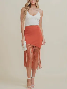 Fringe Knit Mini Skirt