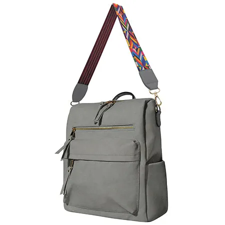 Gray Faux Leather NGIL Shoulder Backpack