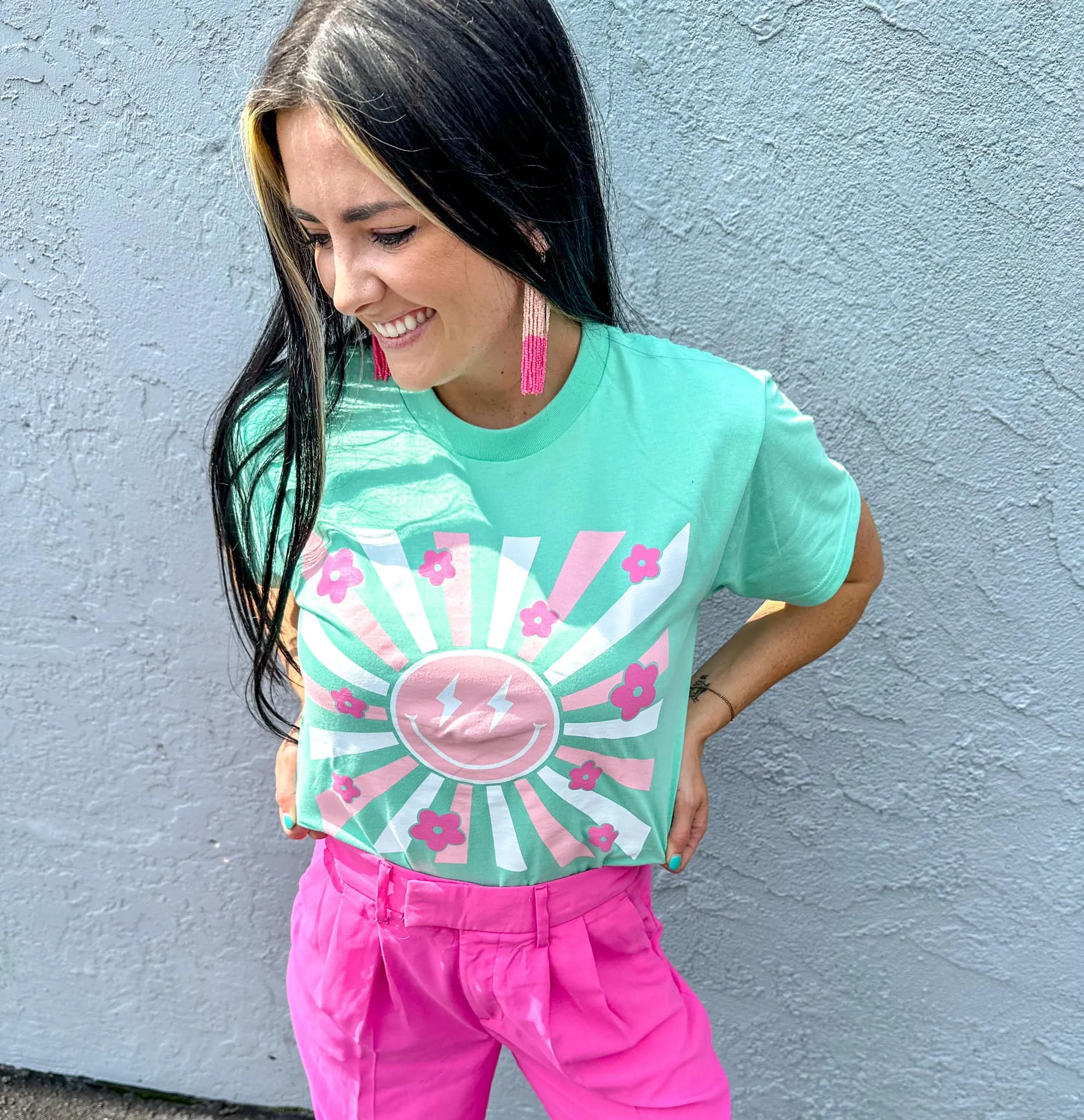 {IF YOU'RE HAPPY AND YOU KNOW IT} Mint Green Crew Neck Tee