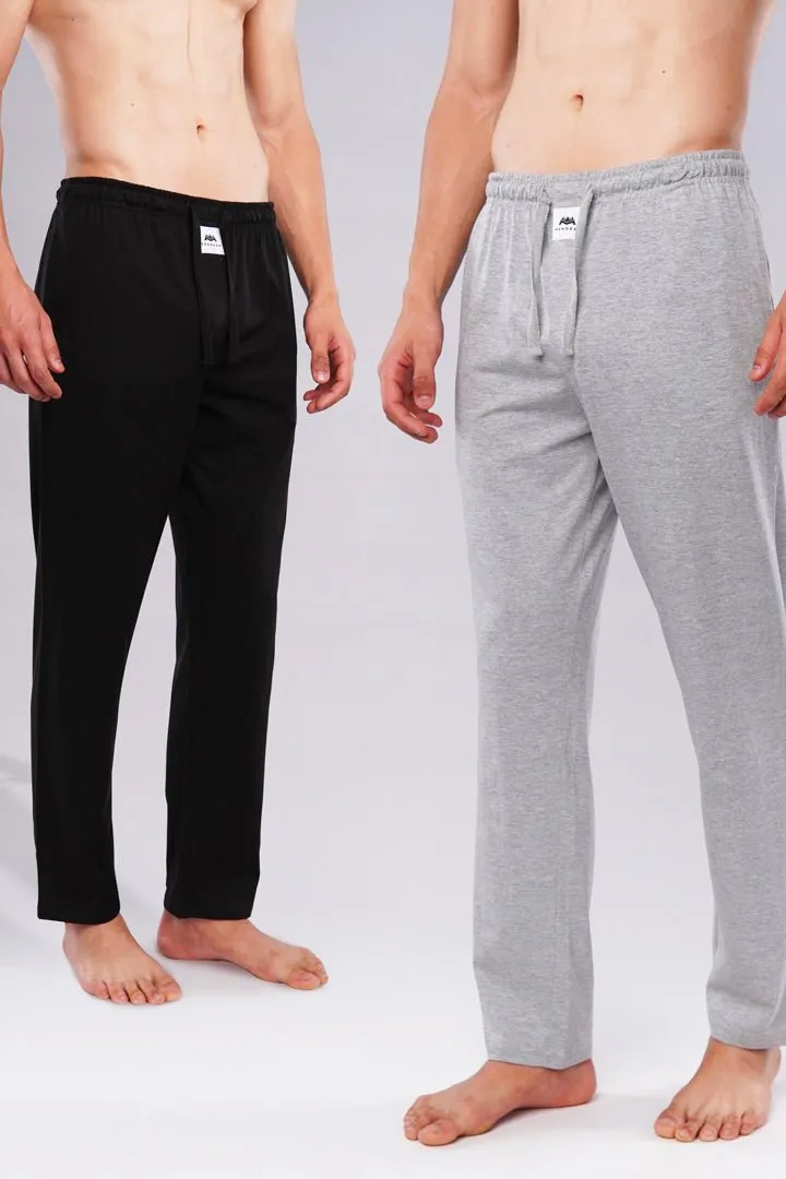 Jersey Pajamas - Heather Grey & Black Pack Of 2