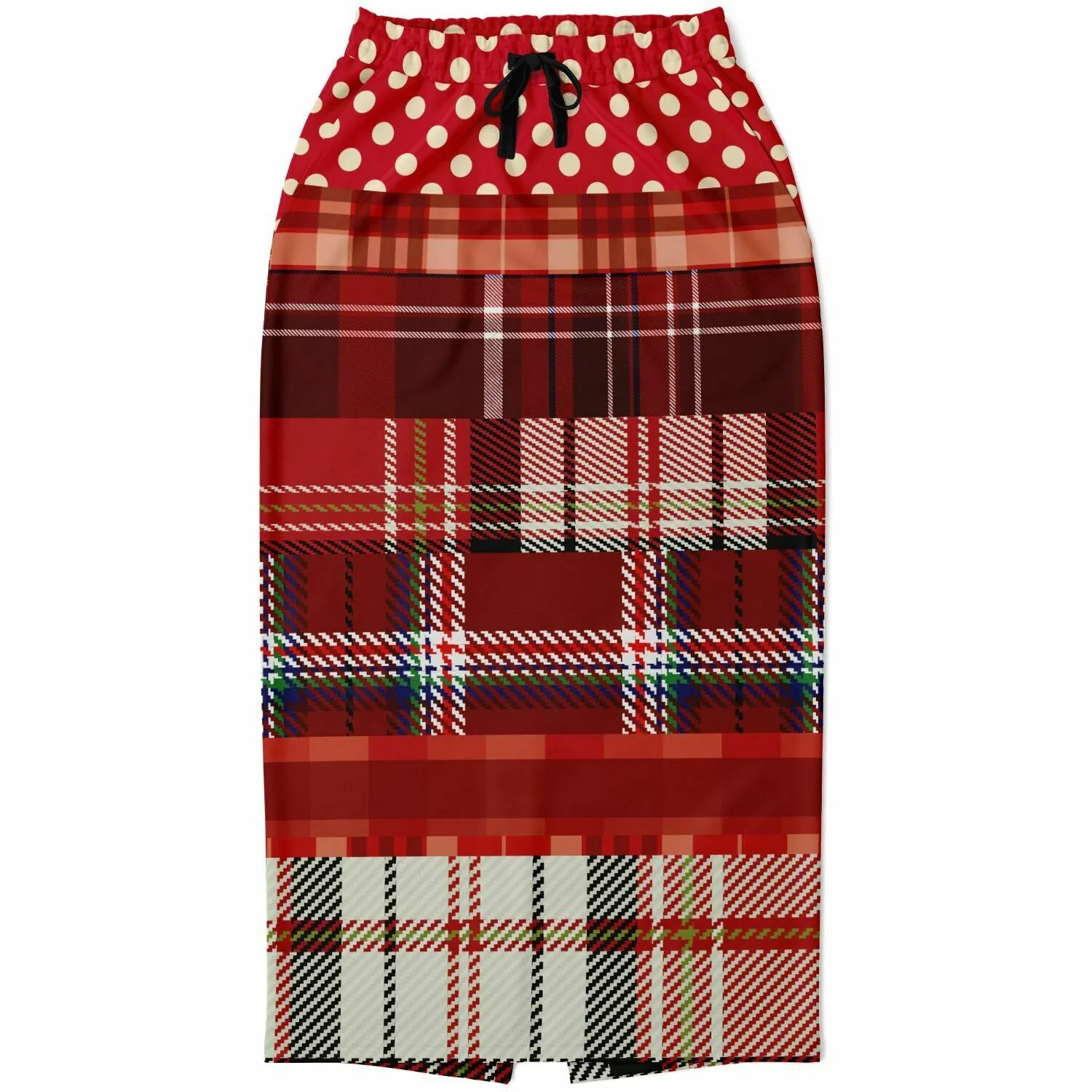 Jersey Salsa Plaid Patchwork Eco-Poly Long Pocket Skirt