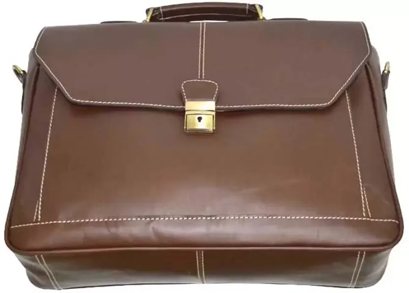 Leather Stitched Messenger Bag - Chocolate