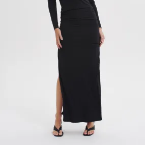 LINDSEY GATHERED JERSEY SKIRT BLACK