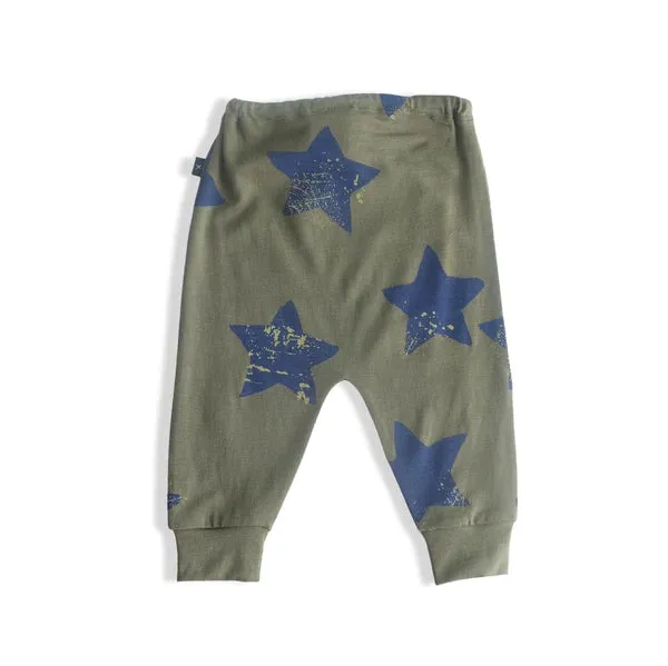 Little Flock of Horrors  - Asher Dropcrotch Pant, Sage Stars