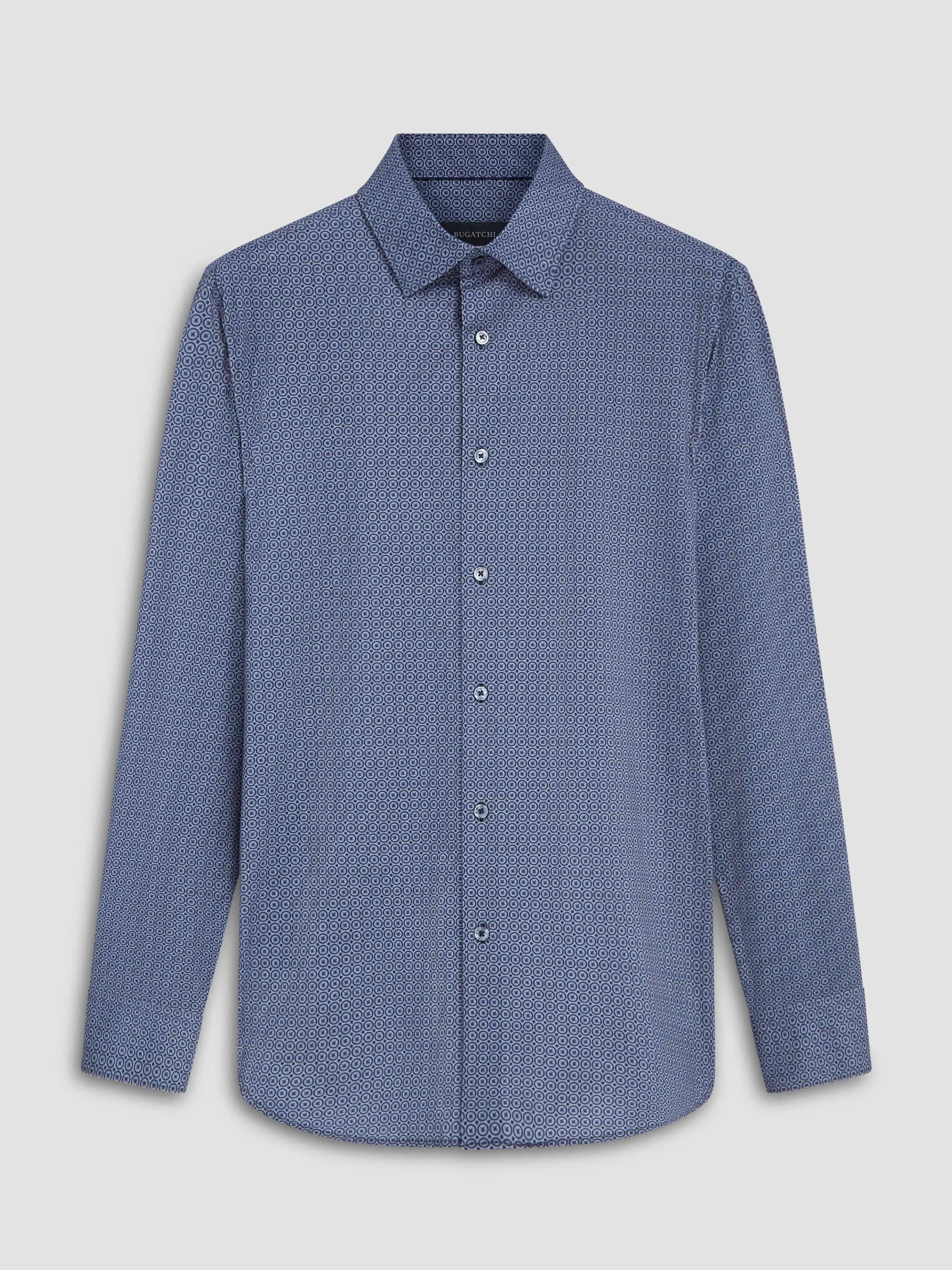 Men's Bugatchi | James Printed OoohCotton Shirt | Navy