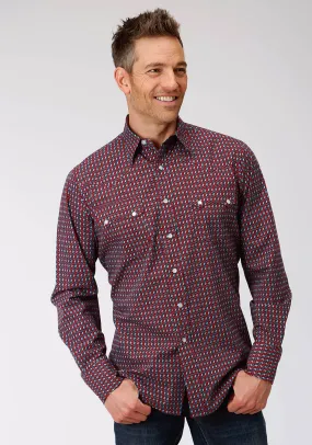 Men's Roper West Made Red Long Sleeve Shirt