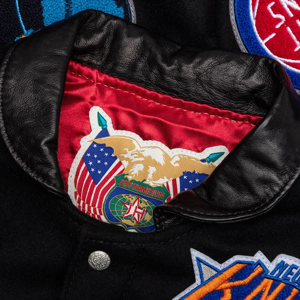 NBA Collage Wool & Leather Jacket - Black