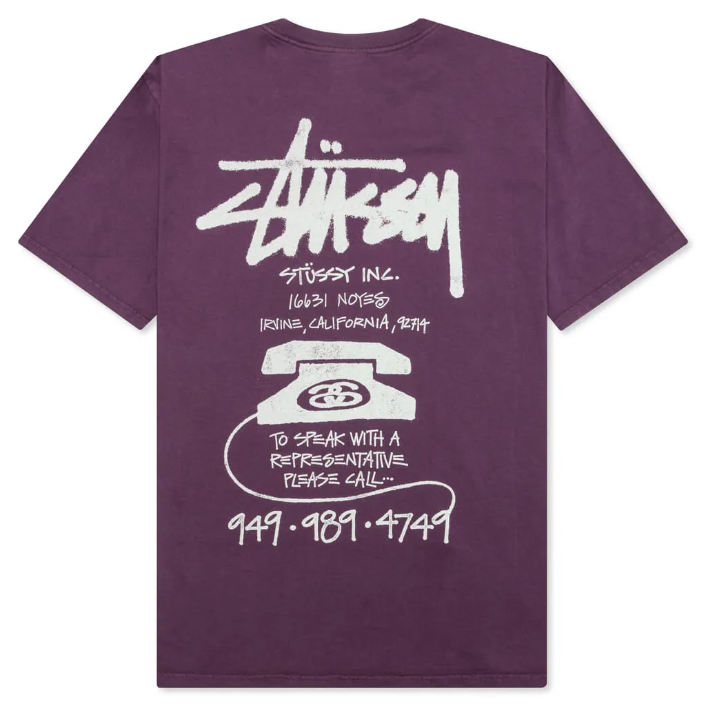 Old Phone Pigment Dyed Tee - Purple