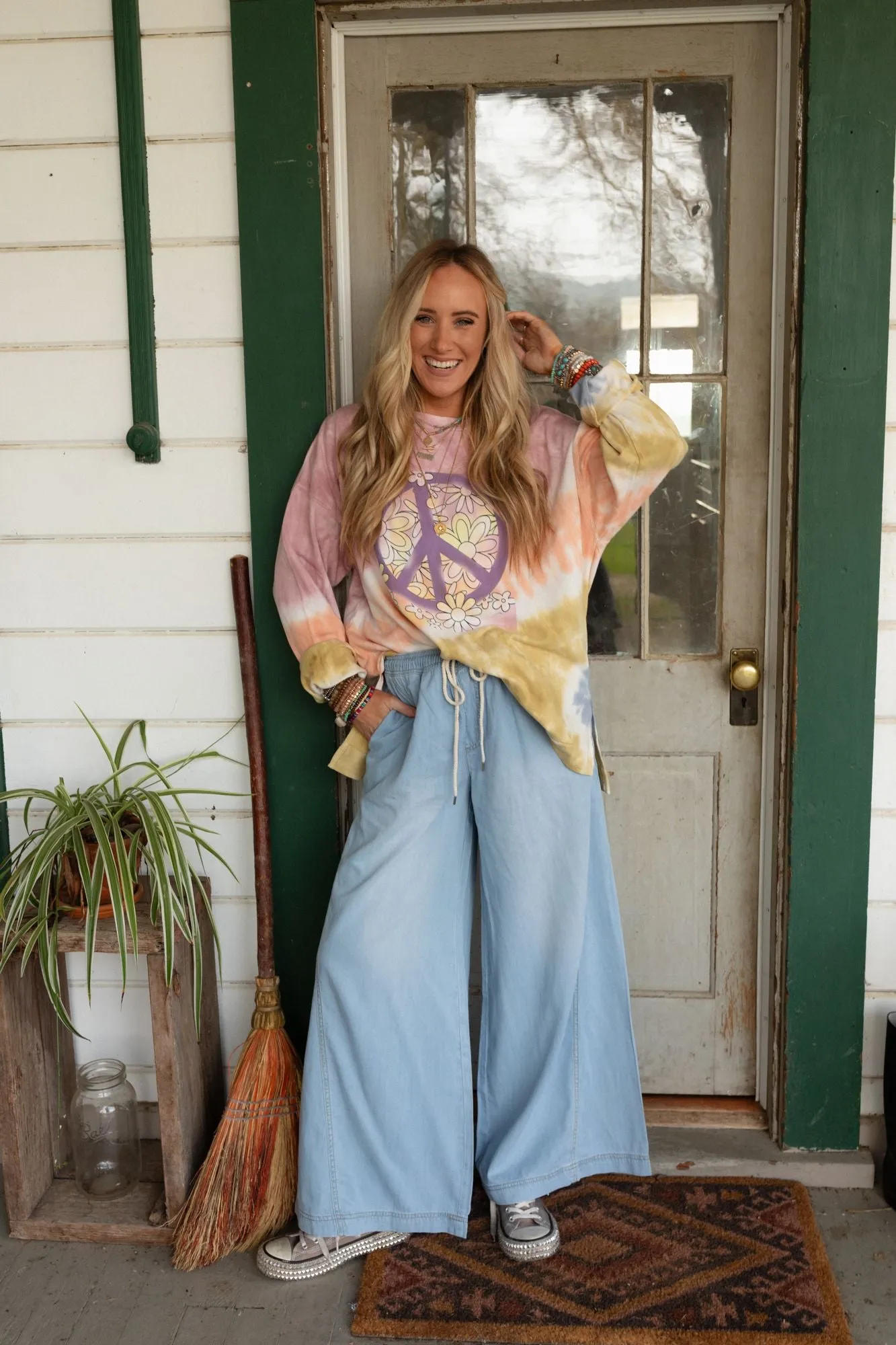 On The Fly Wide Leg Pants - Blue