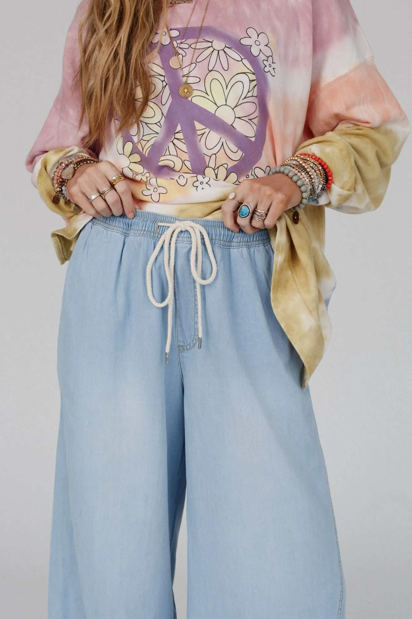 On The Fly Wide Leg Pants - Blue