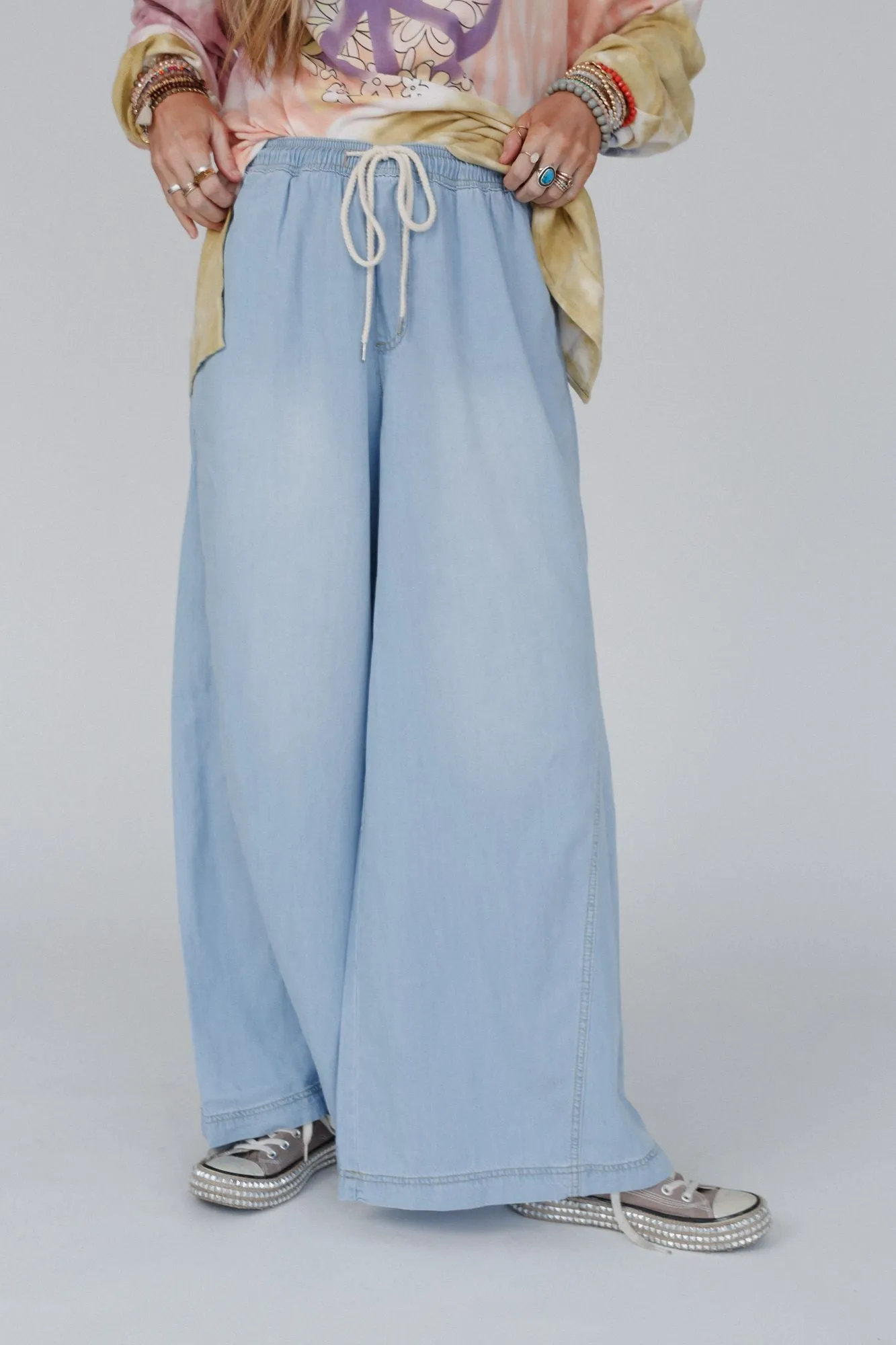 On The Fly Wide Leg Pants - Blue