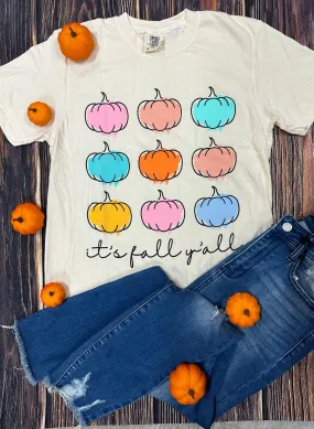 {PASTEL PUMPKINS} It's Fall Y'all Cream Crew Neck Tee