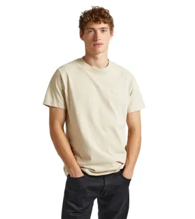 Pepe Jeans men's short sleeve t-shirt with embroidered logo Connor PM509206 821 beige