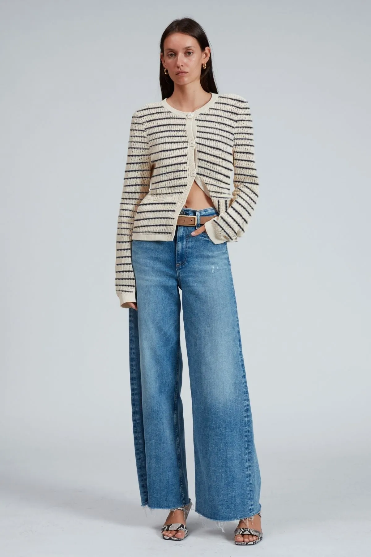 Rag & Bone Viola Stripe Cardigan - Turtle Dove Multi