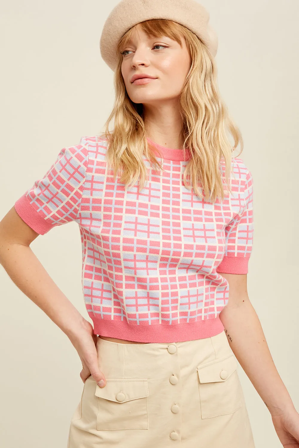 Retro Vibe with Plaids of Colors Crop Top