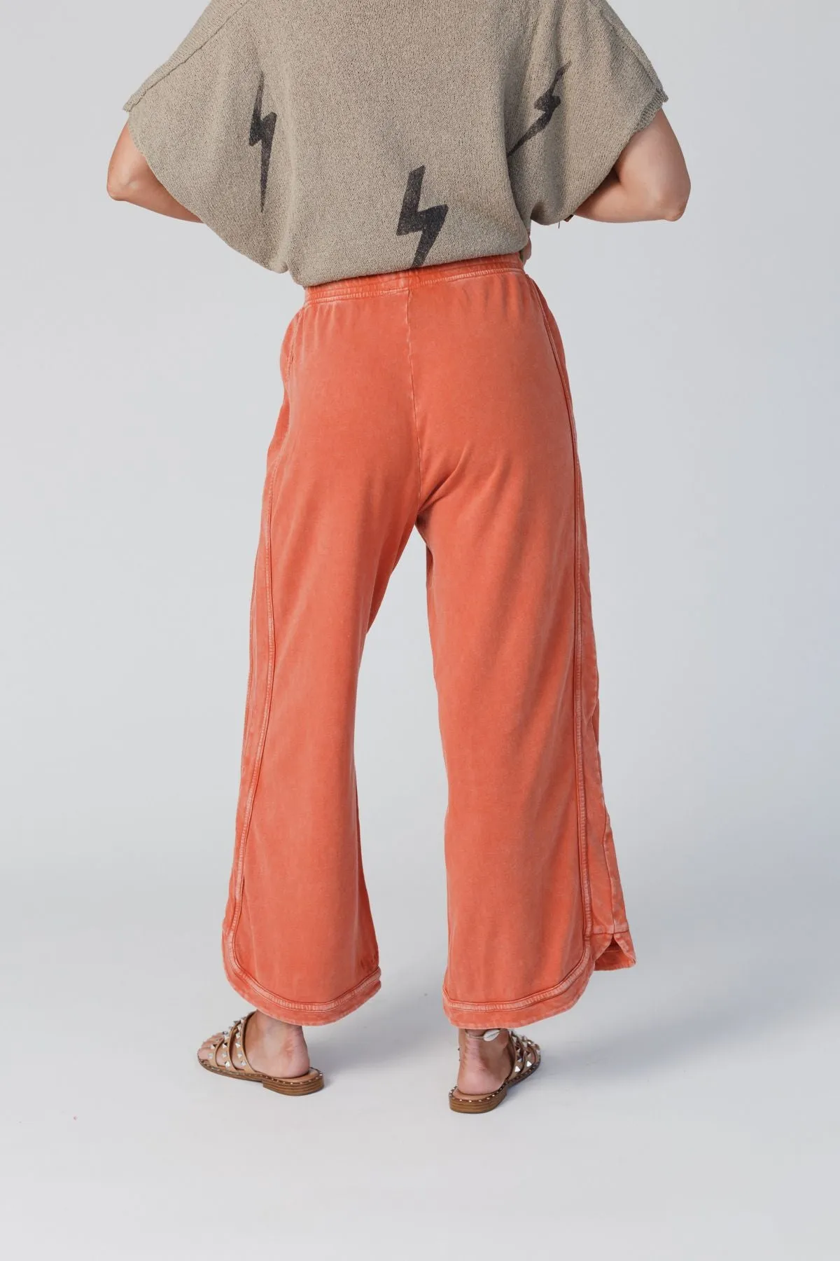 So Comfy Wide Leg Pant Cropped Length - Faded Rust