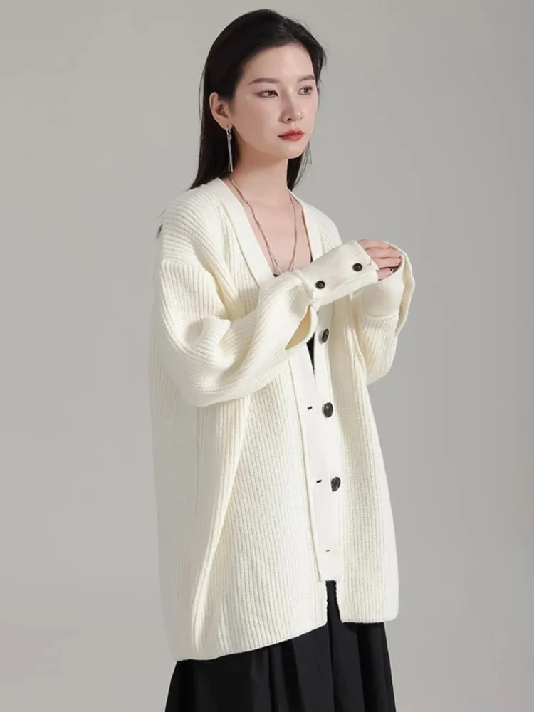 Softie V-Neck Knit Sweater - Cream