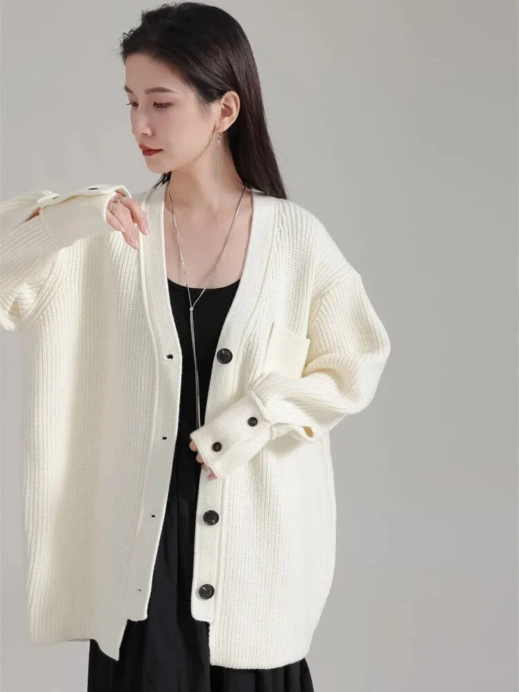 Softie V-Neck Knit Sweater - Cream