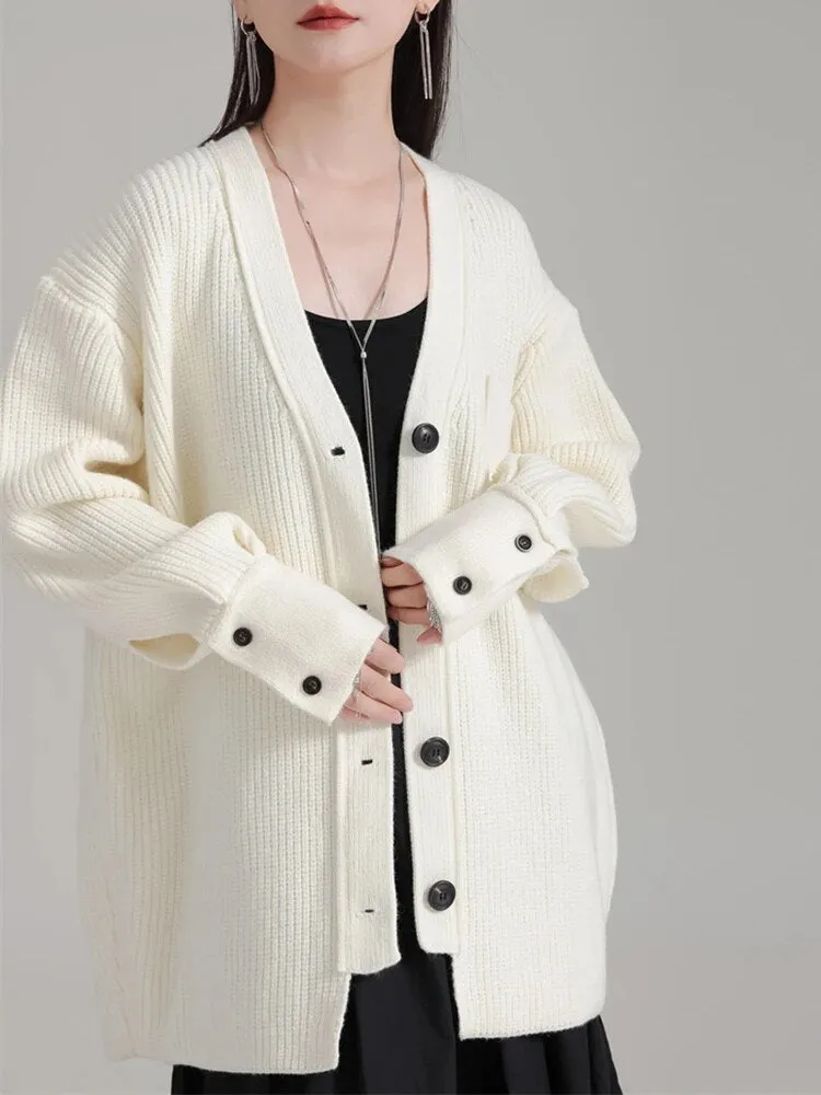 Softie V-Neck Knit Sweater - Cream