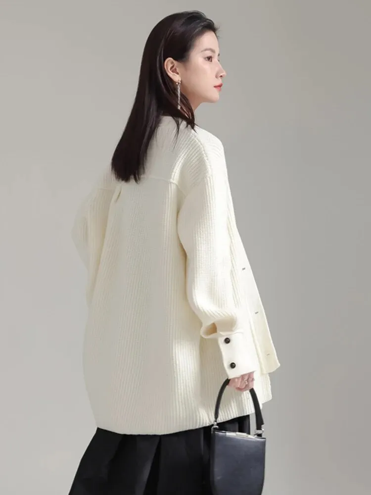 Softie V-Neck Knit Sweater - Cream