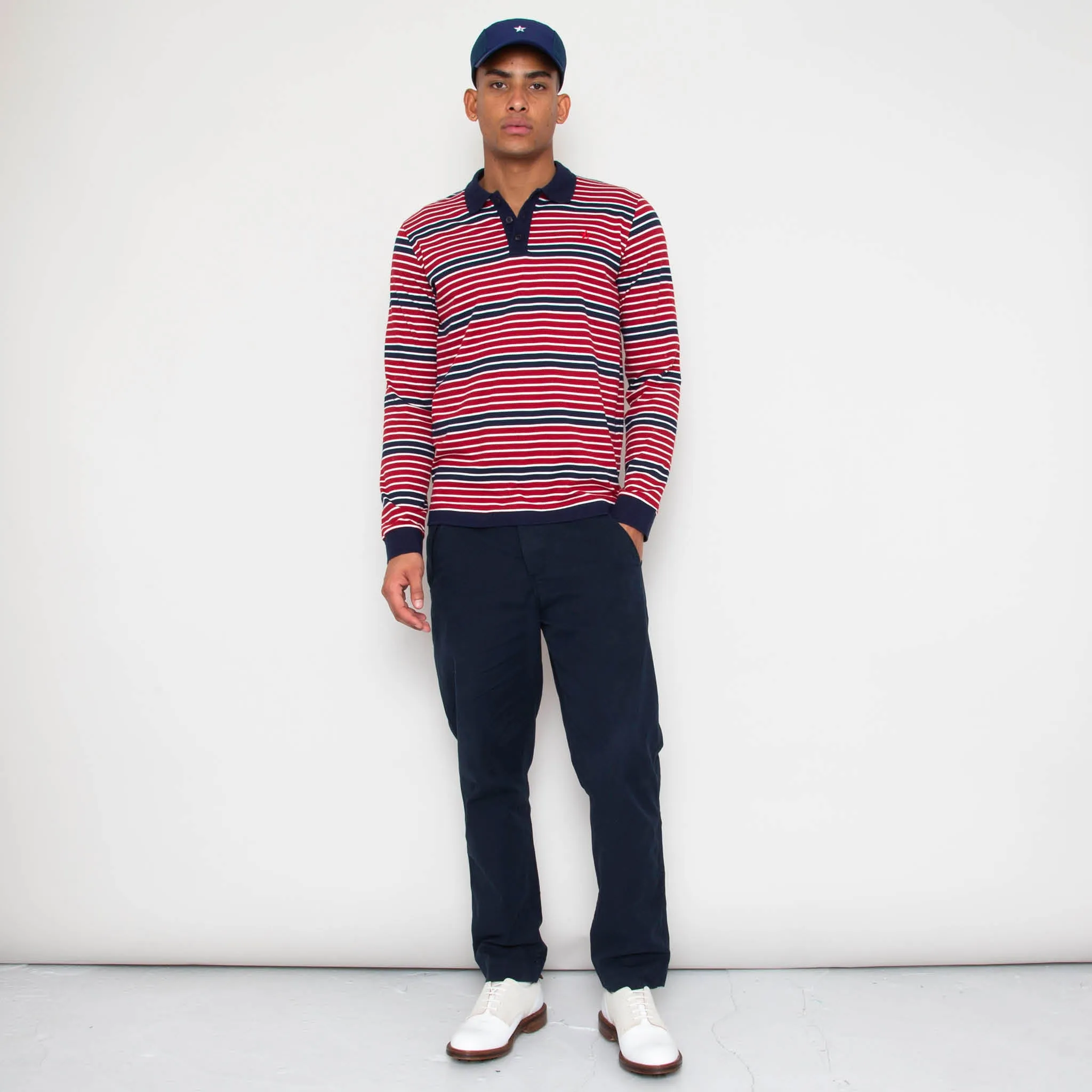 SOUNDER GOLF MONTEREY LS POLO - DEEP RED/DEEP NAVY