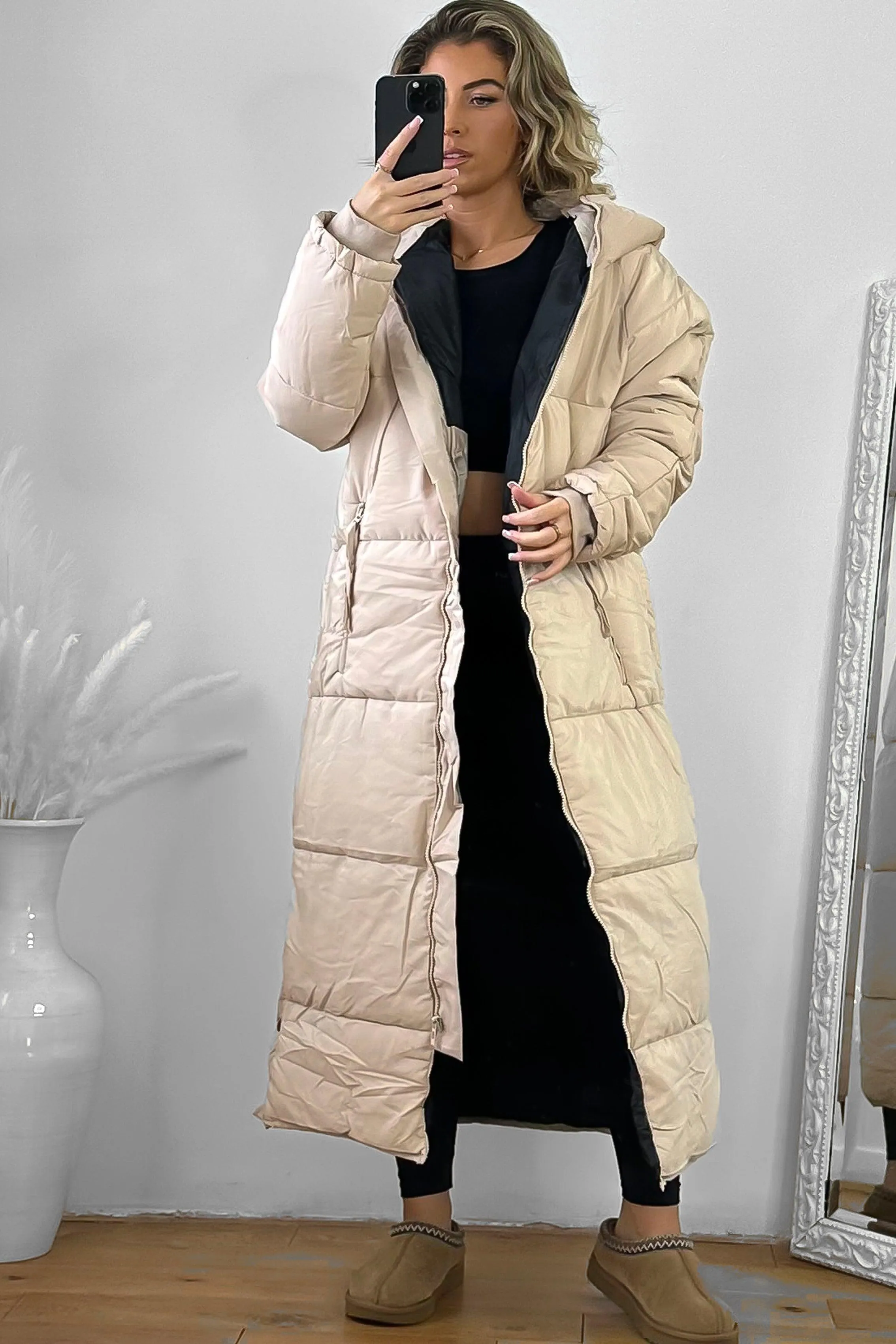 Thick Padded Maxi Parka Jacket