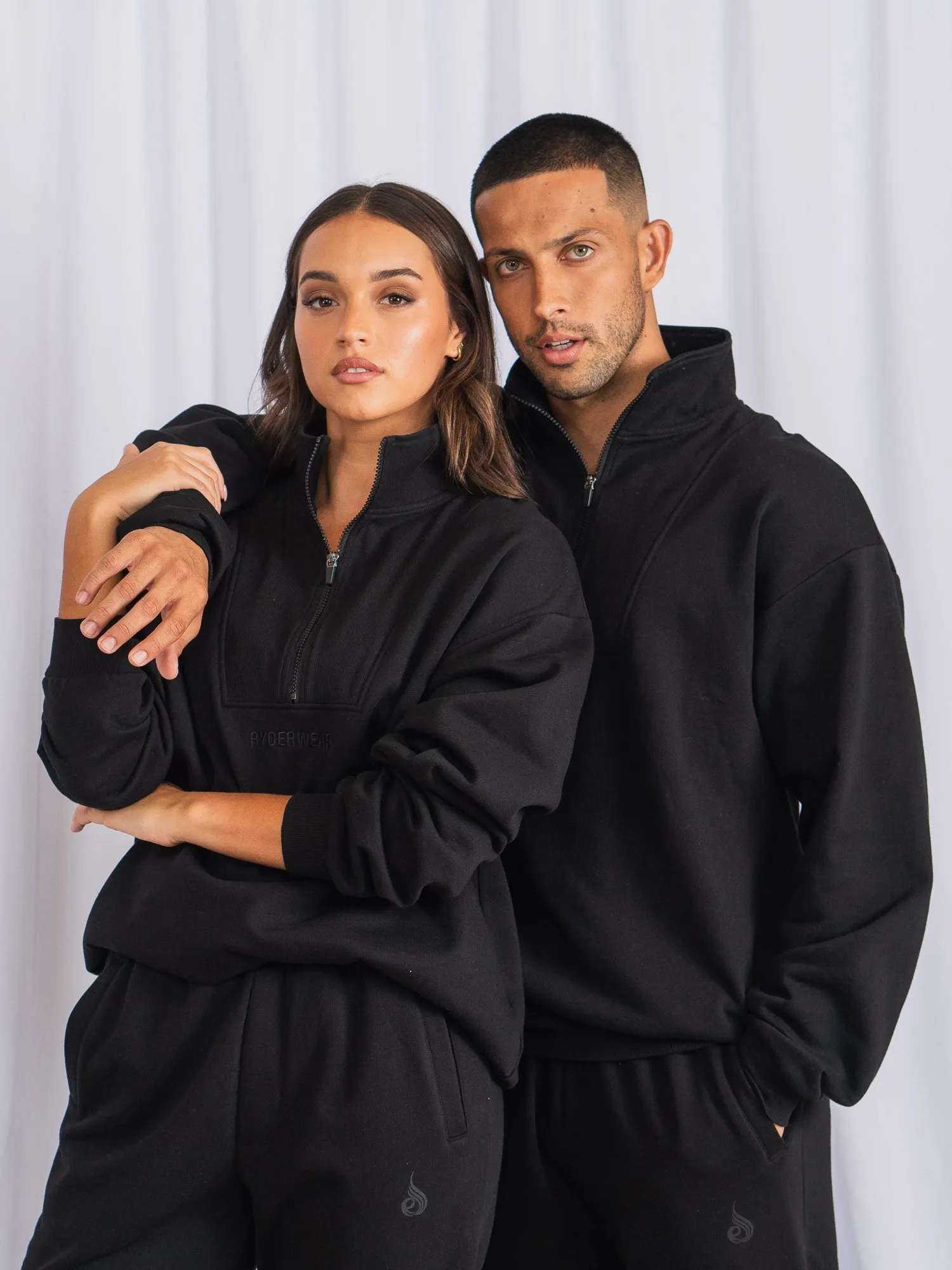 Unisex Half Zip Jumper - Black