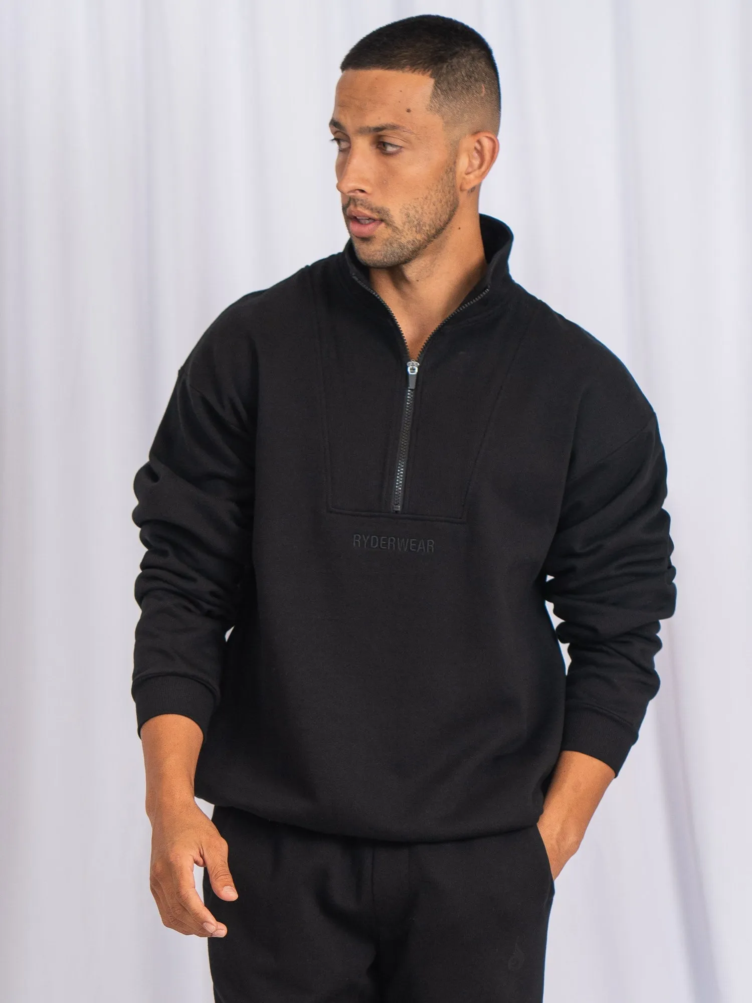 Unisex Half Zip Jumper - Black