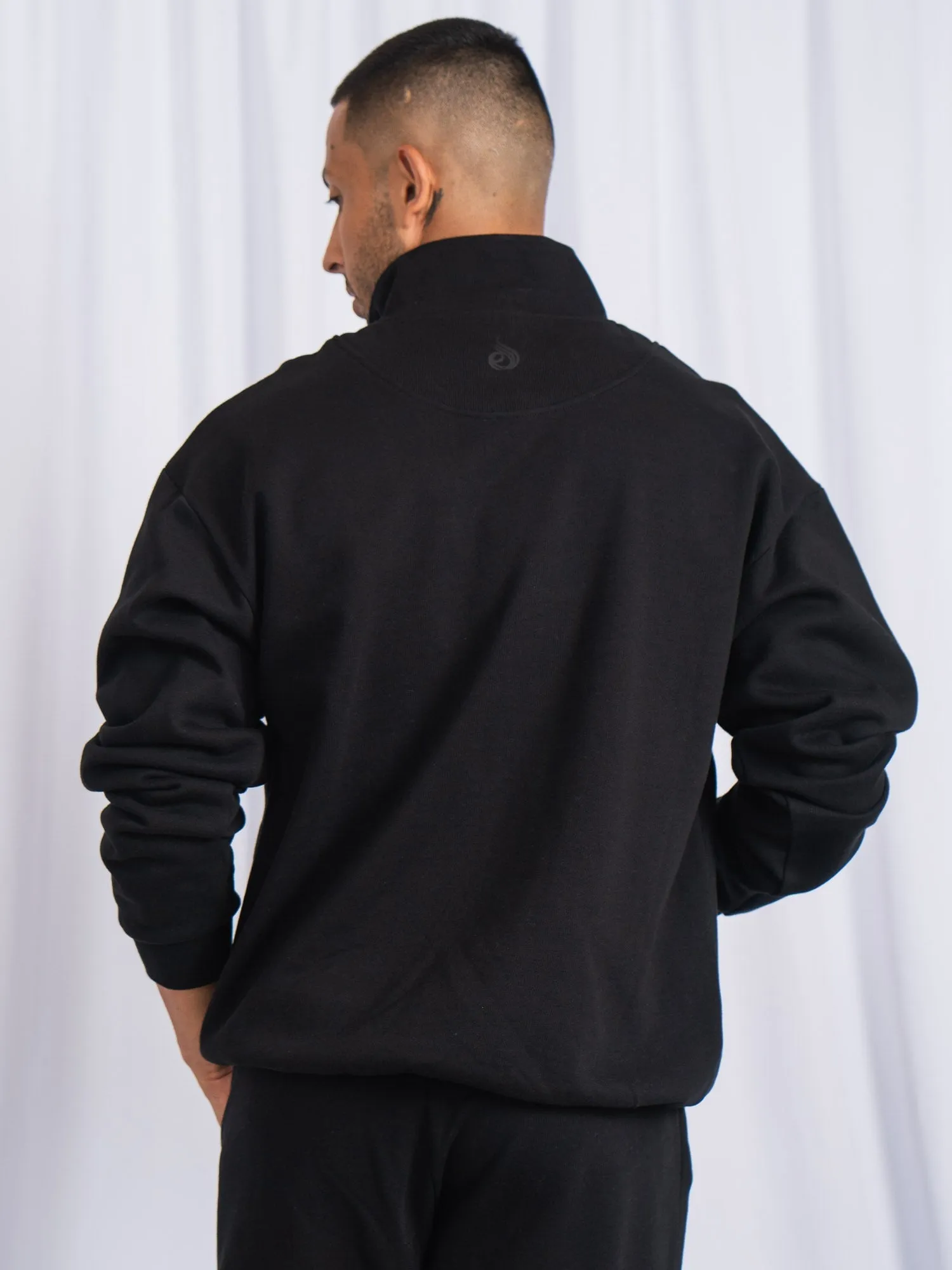 Unisex Half Zip Jumper - Black