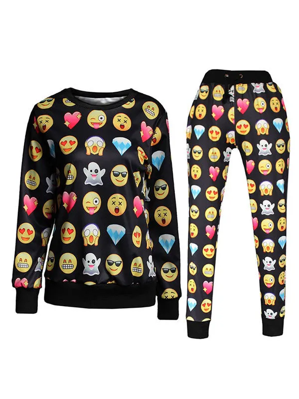 WealFeel Fashion Emoji Long-sleeved Sweatshirt Suit