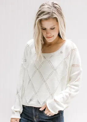 X Cream Diamond Weave Sweater